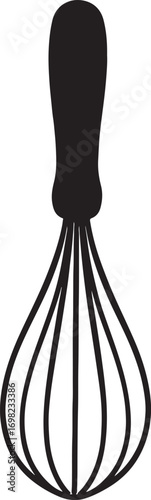 Kitchen whisk silhouette vector illustration for cooking, baking, and culinary designs.