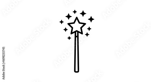 Star magic wand decorated with stars