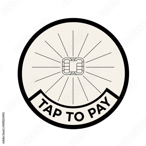 Tap To Pay. Contactless payment icon with credit card chip. NFC technology symbol for wireless transaction and secure mobile banking.