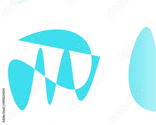Dynamic abstract fluid shapes in cool cyan and white create modern artistic backgrounds for design projects and digital presentations