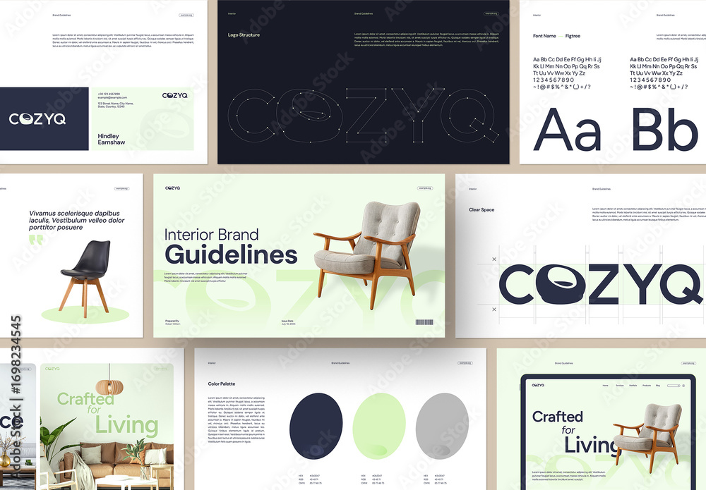 Modern and Clean Interior Design Brand Guidelines Layout Stock Template ...