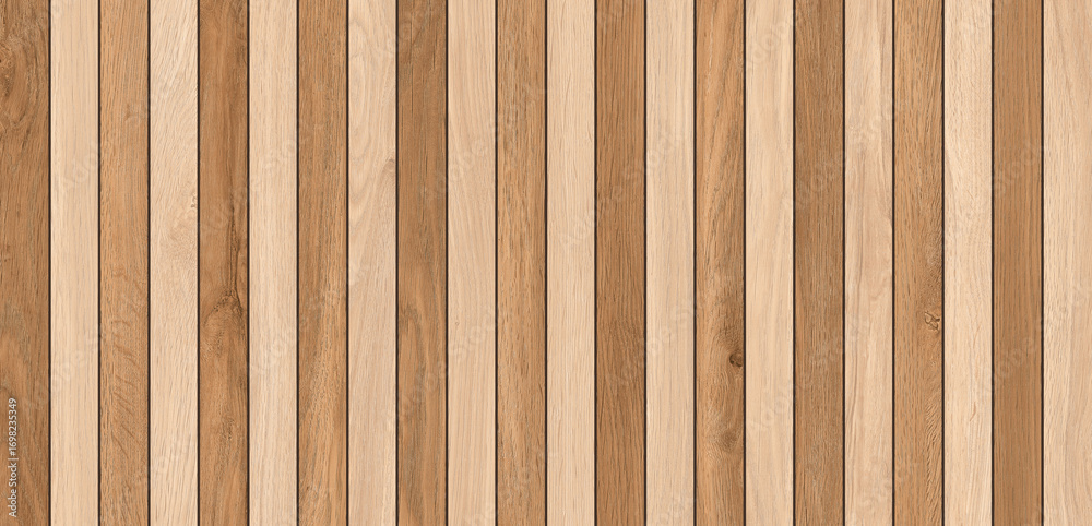 Fototapeta premium Wooden slats. Natural wood lath line arrange pattern texture wooden strip background
