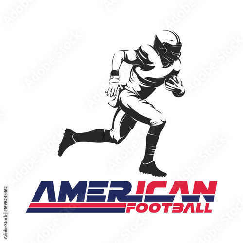 American football player vector illustration, sport athletes football silhouette design