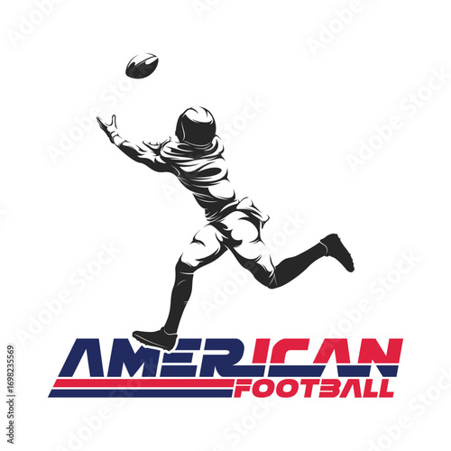 American football player vector illustration, sport athletes football silhouette design