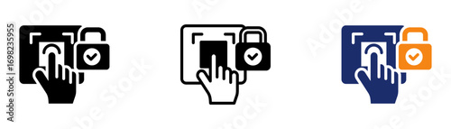 Biometric Security Icon Collection Glyph & Mixed Style 