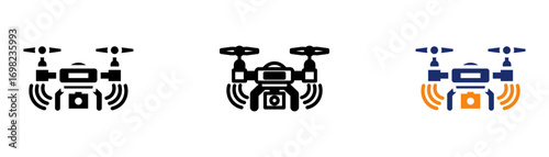 Autonomous Drones Icon Collection Glyph & Mixed Style 