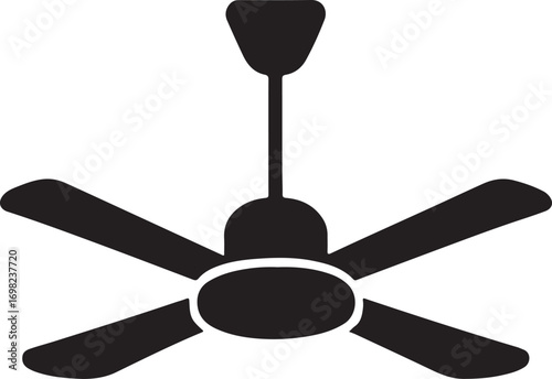 Ceiling fan silhouette vector illustration for home, office, and interior cooling designs.