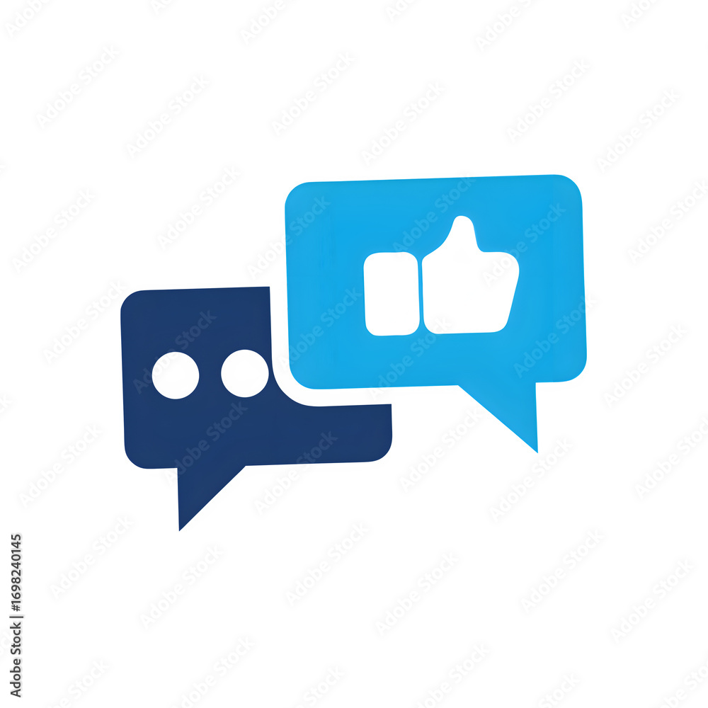 Fototapeta premium Social media icons like and message bubbles on black background