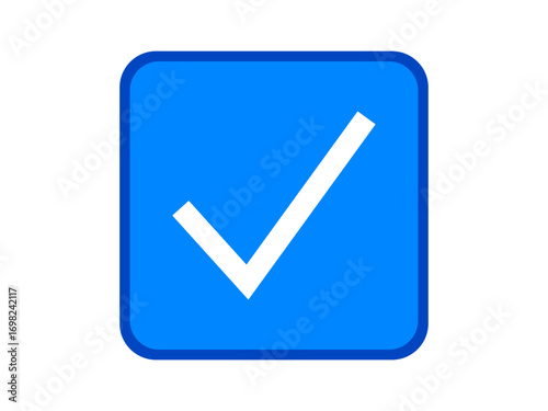 Blue checkmark on squire box vector illustration. Tick mark, correct icon, positive sign, approved icon, verified sign.