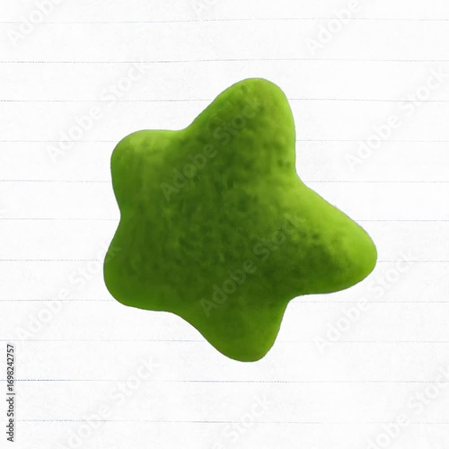 Green star-shaped textured object animation isolated asset, transparent 4K video, alpha channel, ProRes 4444