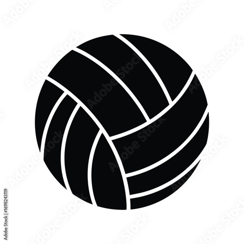 Volleyball Icon Black and White Silhouette of a Classic Volleyball Ball - Perfect for Sports Websites, Logos, and Graphic Designs