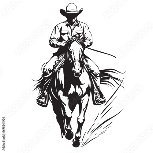 illustration of a cowboy riding a horse