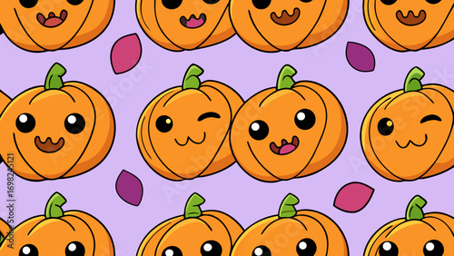 cartoon pumpkin pattern. seamless background with vegetables