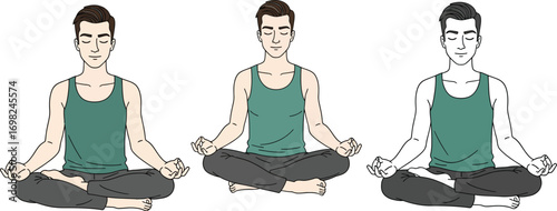 Man meditating peacefully in lotus pose, embodying tranquility and mindfulness.