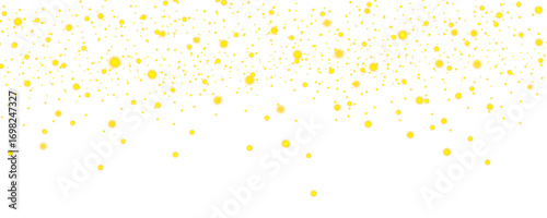 Golden glitter dust sparkles gently, falling softly on a transparent background. The shimmering particles create a luxurious festive feel. Perfect for celebration designs. PNG