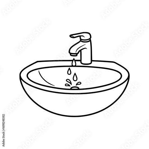 Bathroom Sink Basin Outline Illustration