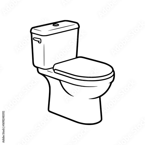 Toilet Bowl Bathroom Outline Illustration