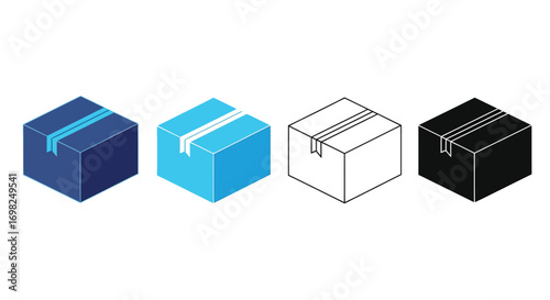 Isometric shipping parcel box icons vector illustration