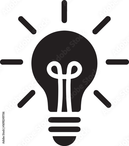 Lightbulb creative idea icon, innovation, inspiration, concept, and thinking EPS vector.