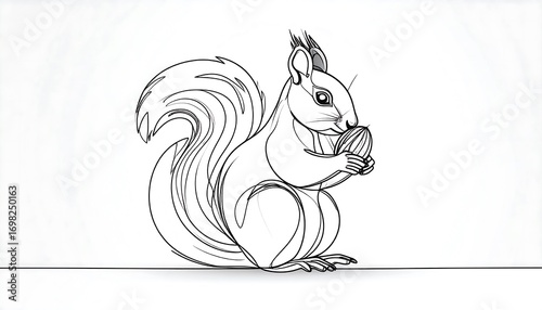 A simple black line drawing of a squirrel