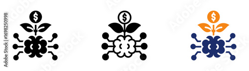 Artificial Intelligence Investment Icon Collection Glyph & Mixed Style 