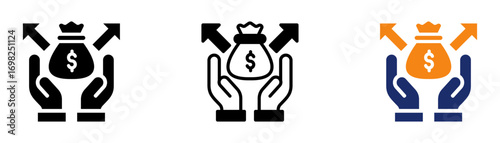 Venture Funding Icon Collection Glyph & Mixed Style 