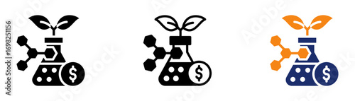 Biotechnology Investment Icon Collection Glyph & Mixed Style 