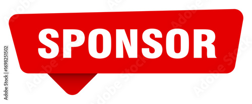 sponsor red sticker isolated on transpatent background. sponsor sign
