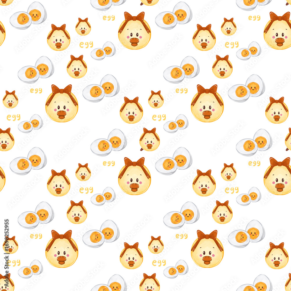 Fototapeta premium Cartoon Eggs Seamless Pattern