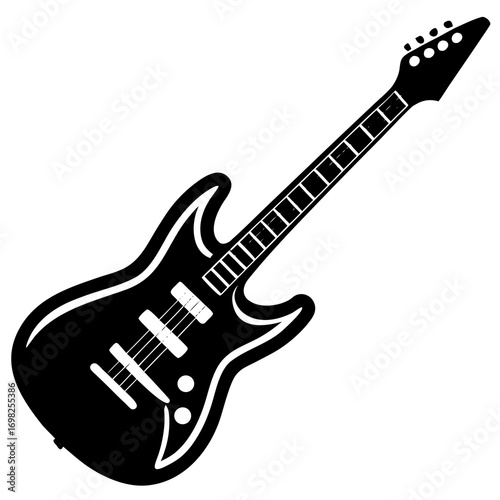 Electric Guitar Neon Style Vector Illustration