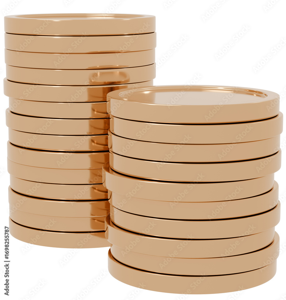 Obraz premium 3D_積まれたコイン_ゴールド