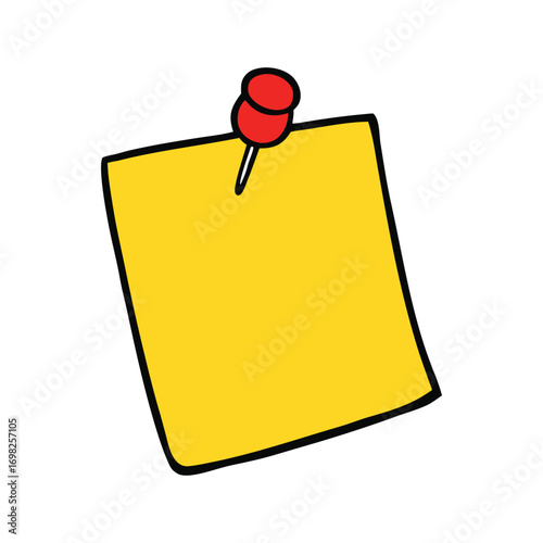 Yellow Sticky Note with Red Push Pin Icon