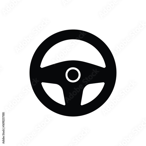 A black steering wheel with a hole in the center