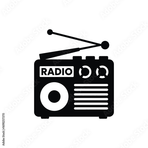 A black and white radio icon vector