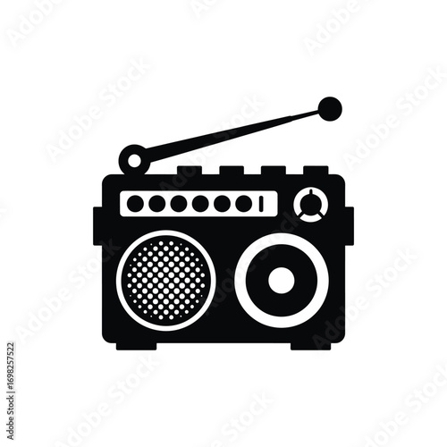 A black and white radio icon vector