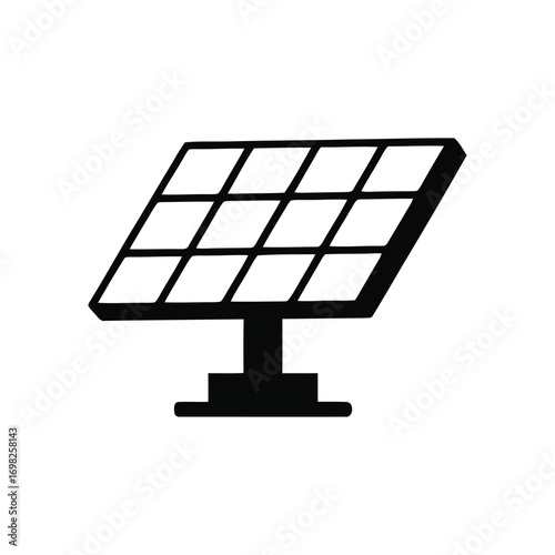 A black and white picture of a solar panel