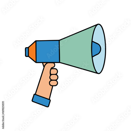 Hand Holding Megaphone Simple Geometric Shape Design