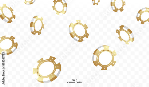 Vector casino chips fall from the sky. Chips PNG, casino. PNG gold chips. Jackpot, winner, poker. Vector 10 eps.
