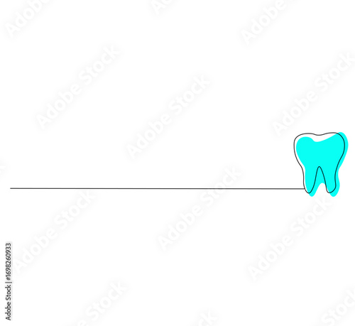 Continuous Single Line Drawing of dental care, Minimalist Dental and Oral Hygiene Illustration, Simple Monoline Vector Icon of Healthy Teeth on White Background for Dentist and Clinic Design