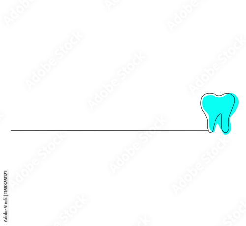 Continuous Single Line Drawing of dental care, Minimalist Dental and Oral Hygiene Illustration, Simple Monoline Vector Icon of Healthy Teeth on White Background for Dentist and Clinic Design