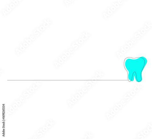 Continuous Single Line Drawing of dental care, Minimalist Dental and Oral Hygiene Illustration, Simple Monoline Vector Icon of Healthy Teeth on White Background for Dentist and Clinic Design