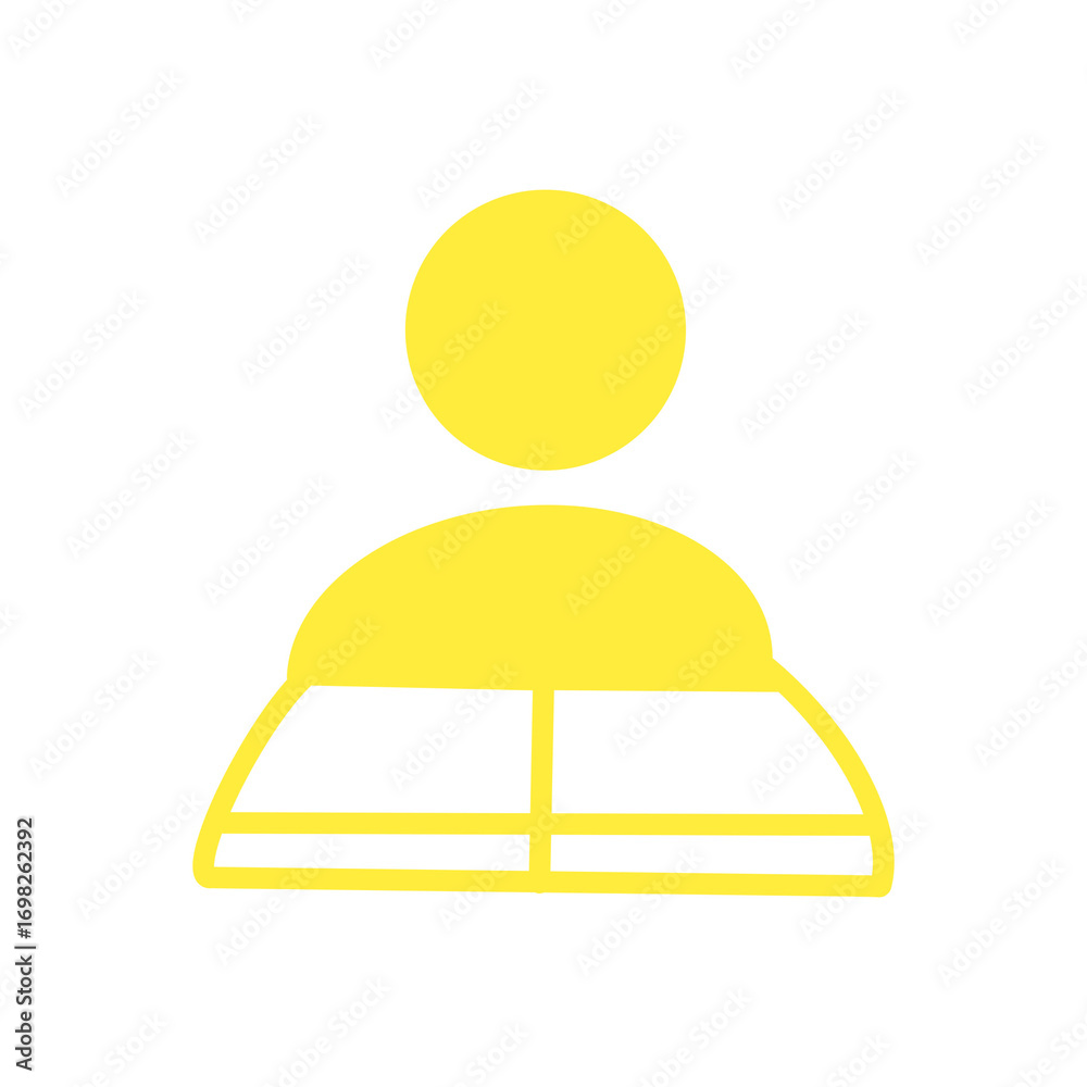 Fototapeta premium Person at Desk Icon / 机に座る人物のアイコン（学習・勉強・オフィスワーク）