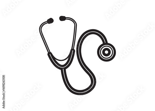 Silhouette of a classic stethoscope diagnostic device for medical professional use vector illustration.