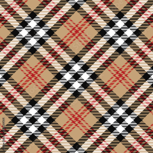 cream brown scottish tartan plaid checkered stripes trendy skirt pattern background
