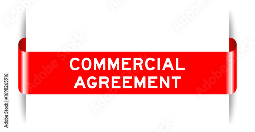 Red color inserted label banner with word commercial agreement on white background