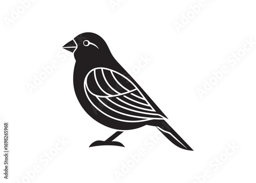 Black silhouette of a canary bird isolated on white background vector illustration.
