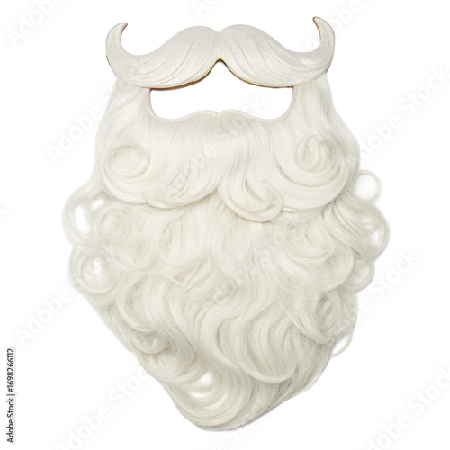 Santa beard outline white mustache curly hair festive isolated cheerful holiday costume winter traditional