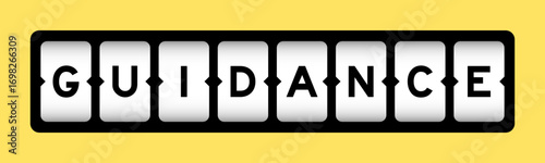 Black color in word guidance on slot banner with yellow color background