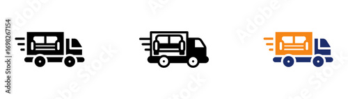 Furniture Delivery Icon Collection Glyph & Mixed Style 