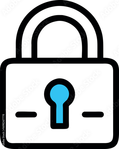 Simple security padlock icon represents protection data privacy and system access safeguards